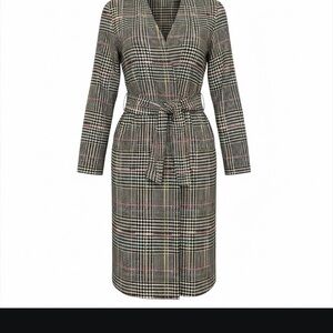 Astr Plaid Wrap Dress - Olive Green, Black and White